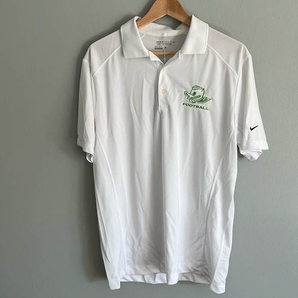 Nike Men’s Oregon Duck Football Polo Shirt White Green Size Medium New With tags - Picture 1 of 9